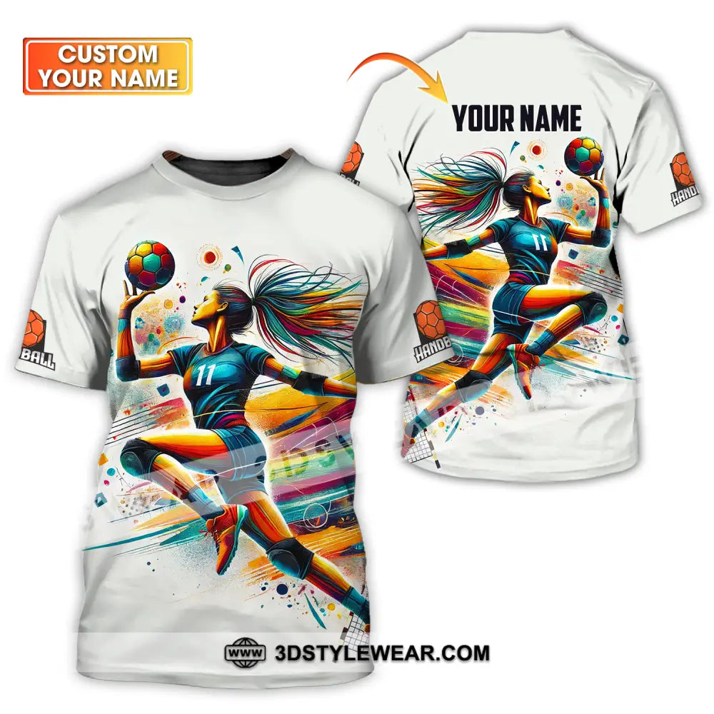 Unisex Shirt - Custom Name And Number Sport Handball Colors T-Shirt