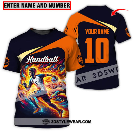 Unisex Shirt - Custom Name And Number Sport Orange Handball T-Shirt