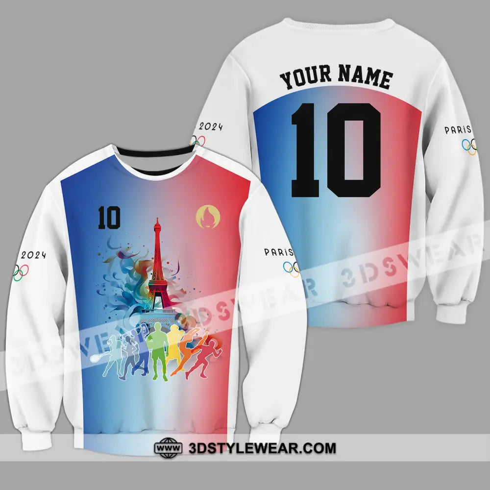 Unisex Shirt - Custom Name And Number Sports Olympic 2024 In Paris Long Sleeve / S T-Shirt