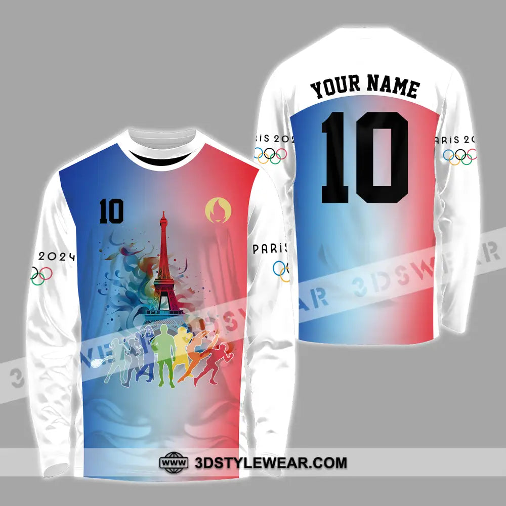 Unisex Shirt - Custom Name And Number Sports Olympic 2024 In Paris Long Sleeve / S T-Shirt