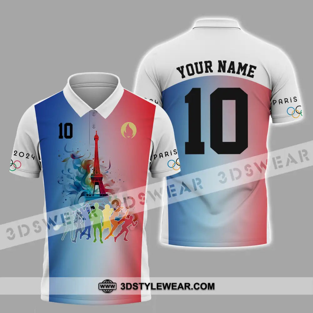 Unisex Shirt - Custom Name And Number Sports Olympic 2024 In Paris Polo / S T-Shirt