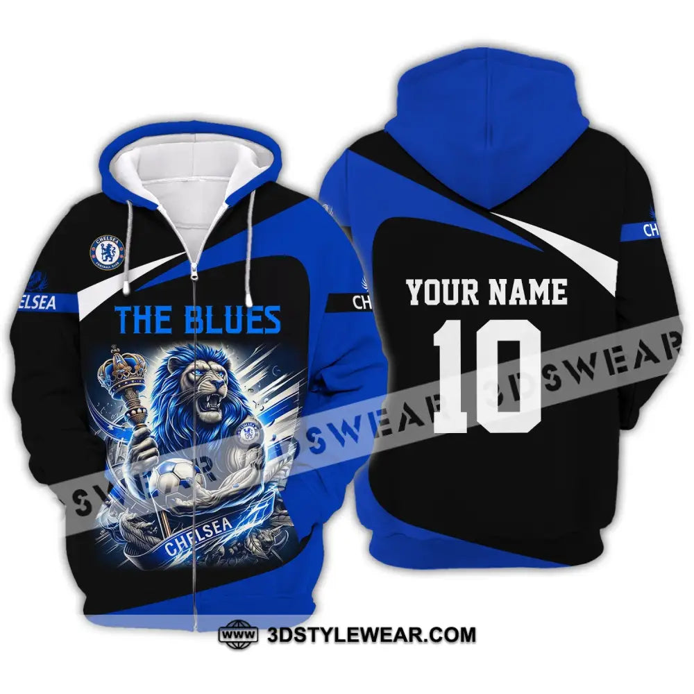 Unisex Shirt - Custom Name And Number The Blues Fc Zipper Hoodie / S T-Shirt