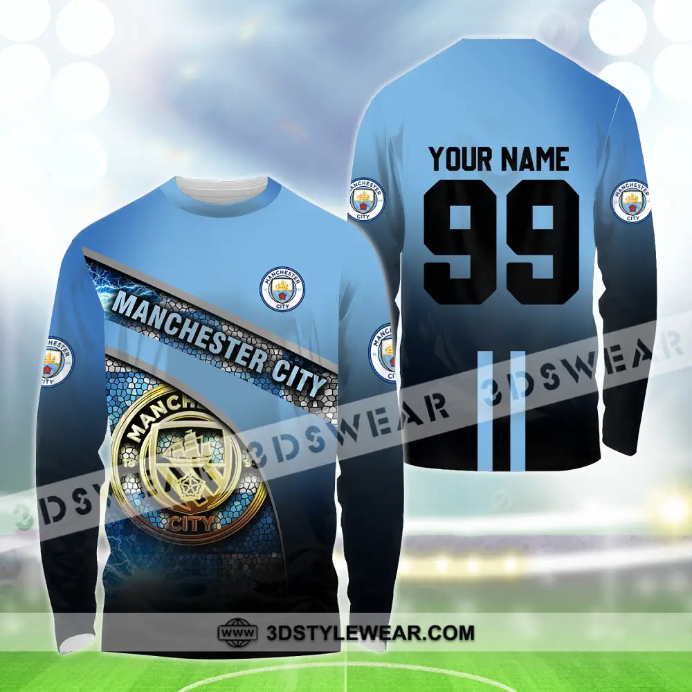 Unisex Shirt - Custom Name And Number The Sky Blues Lover Long Sleeve / S T-Shirt