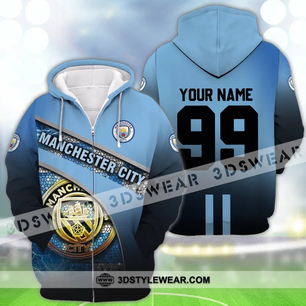 Unisex Shirt - Custom Name And Number The Sky Blues Lover Zipper Hoodie / S T-Shirt