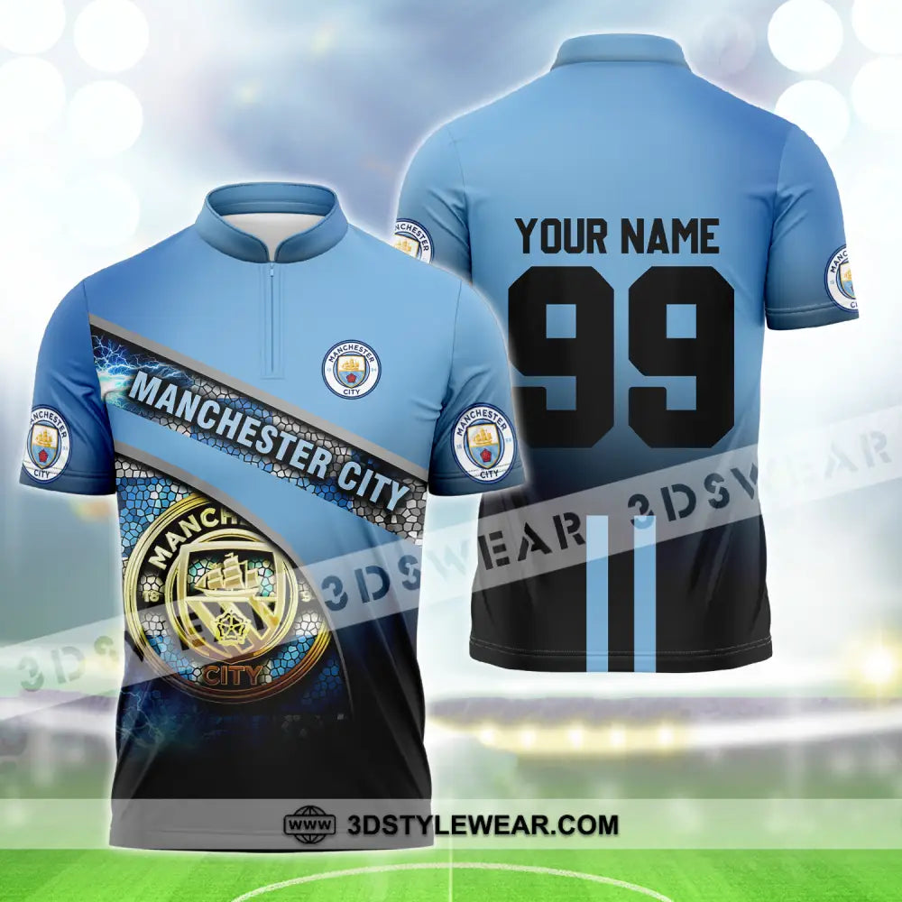 Unisex Shirt - Custom Name And Number The Sky Blues Lover Zipper Polo / S T-Shirt