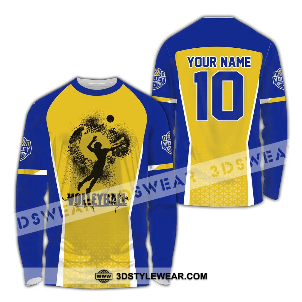 Unisex Shirt Custom Name And Number Volleyball Club Uniform Hoodie T-Shirt Long Sleeve / S