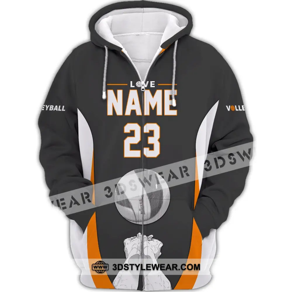 Unisex Shirt Custom Name And Number Volleyball Hoodie Team T-Shirt Gift For Players Zipper / S