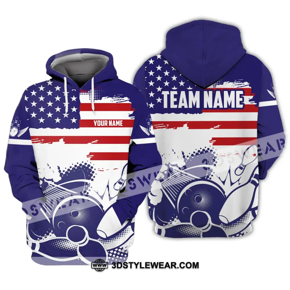 Unisex Shirt - Custom Name And Team America Bowling Lover Hoodie / S T-Shirt