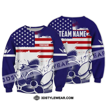 Unisex Shirt - Custom Name And Team America Bowling Lover Long Sleeve / S T-Shirt