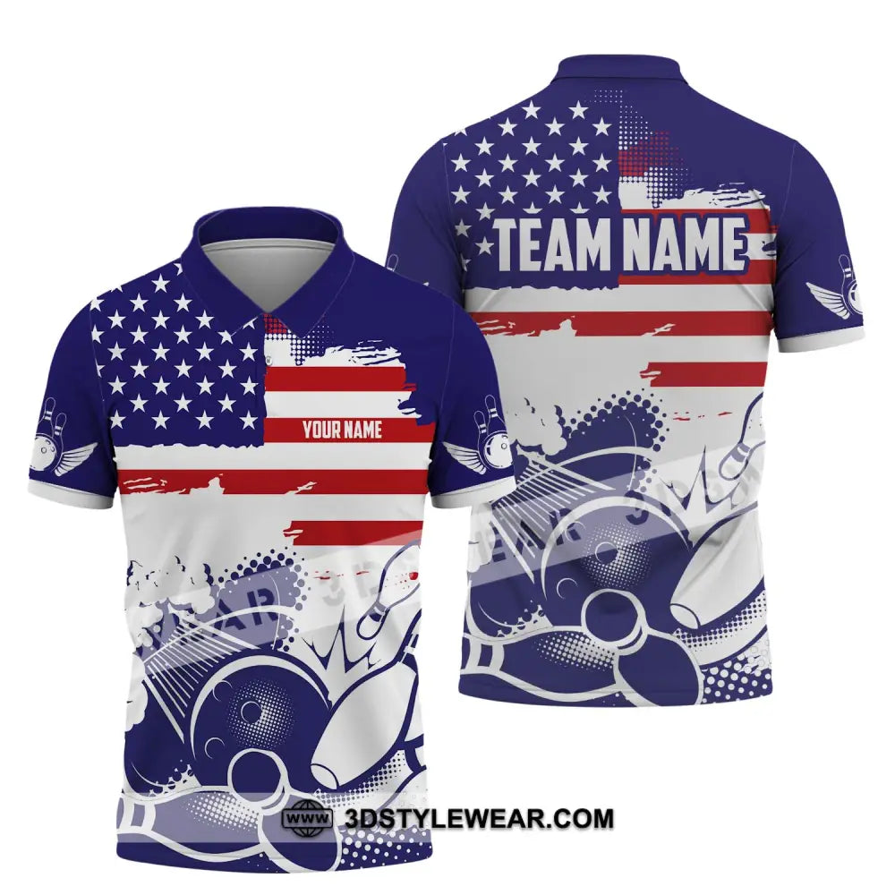 Unisex Shirt - Custom Name And Team America Bowling Lover Polo / S T-Shirt