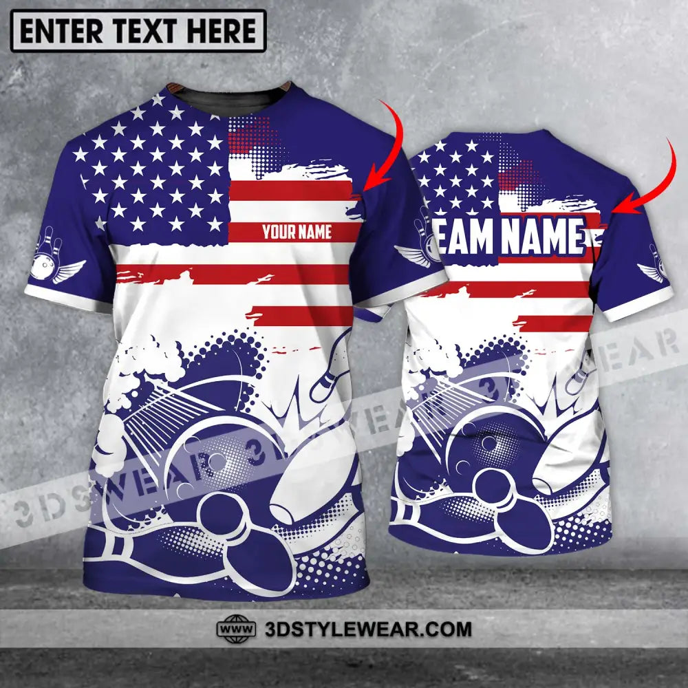 Unisex Shirt - Custom Name And Team America Bowling Lover T-Shirt