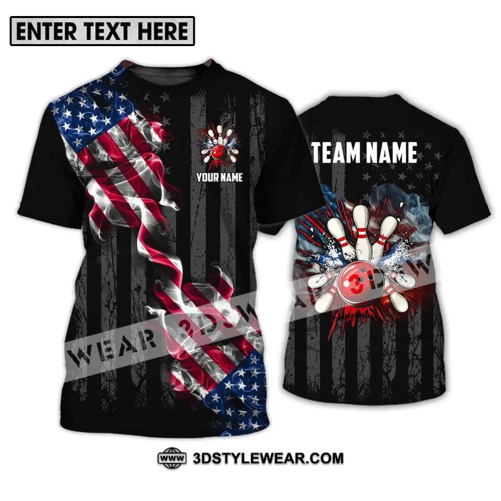 Unisex Shirt - Custom Name And Team America Bowling Sport T-Shirt / S T-Shirt