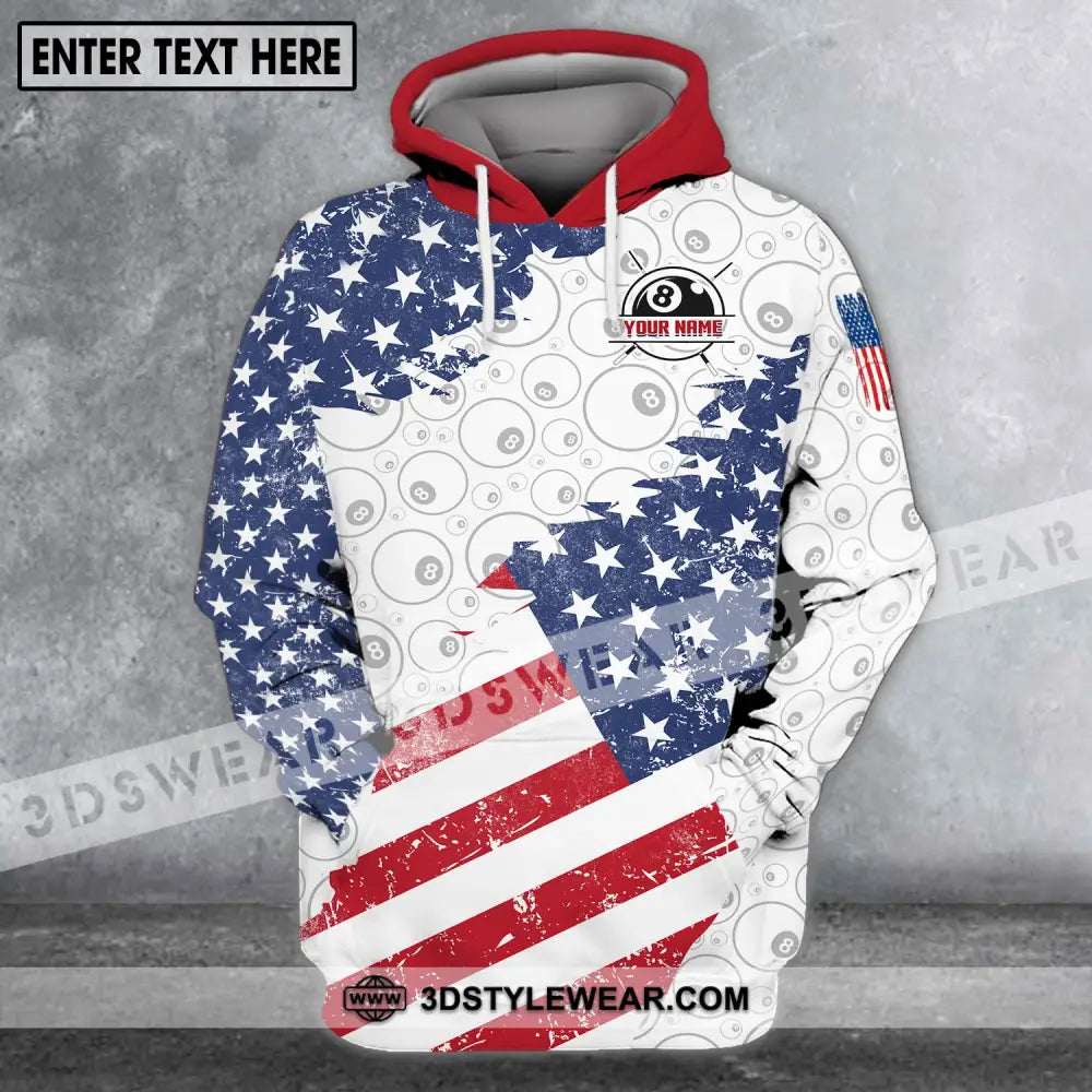 Unisex Shirt - Custom Name And Team America Flag Billiard Balls Hoodie / S T-Shirt