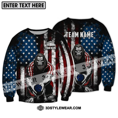 Unisex Shirt - Custom Name And Team America King Kong Bowling Long Sleeve / S T-Shirt