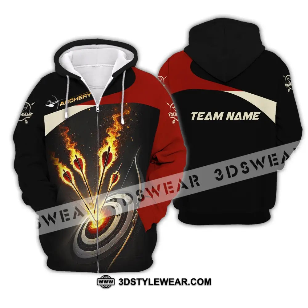 Unisex Shirt Custom Name And Team Archer Archery Uniform Gift Zipper Hoodie / S T-Shirt