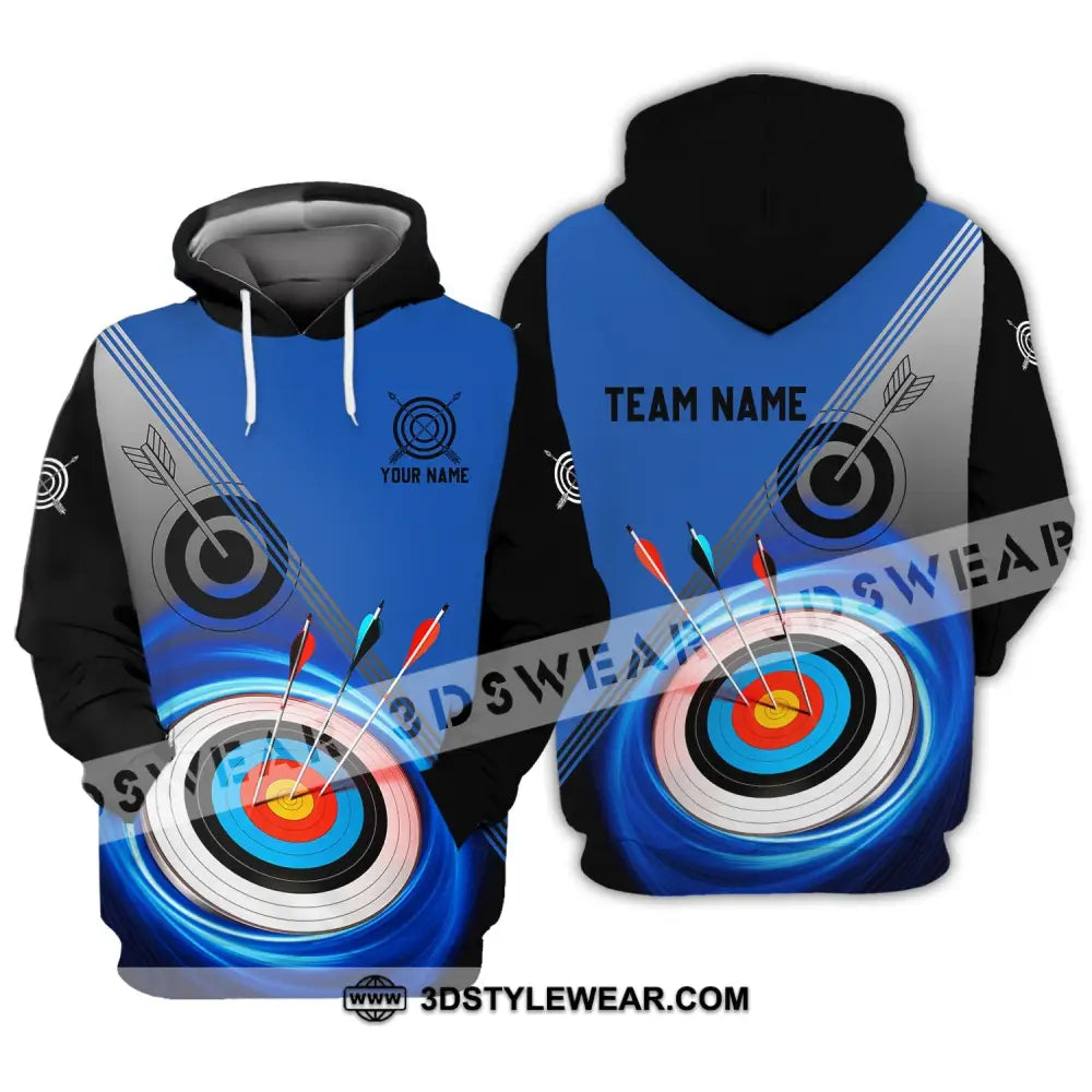 Unisex Shirt - Custom Name And Team Archery Lover Blue Hoodie / S T-Shirt