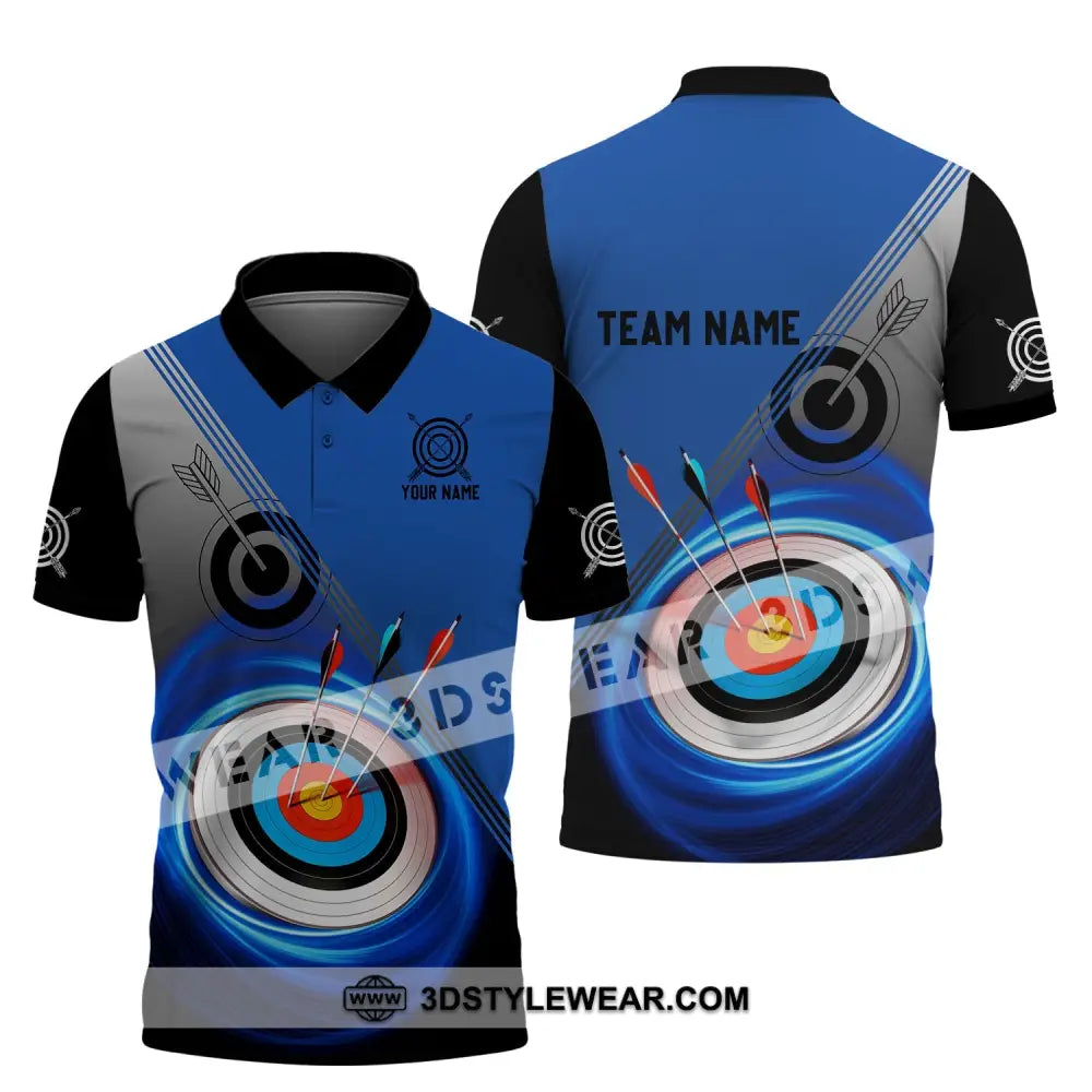 Unisex Shirt - Custom Name And Team Archery Lover Blue Polo / S T-Shirt