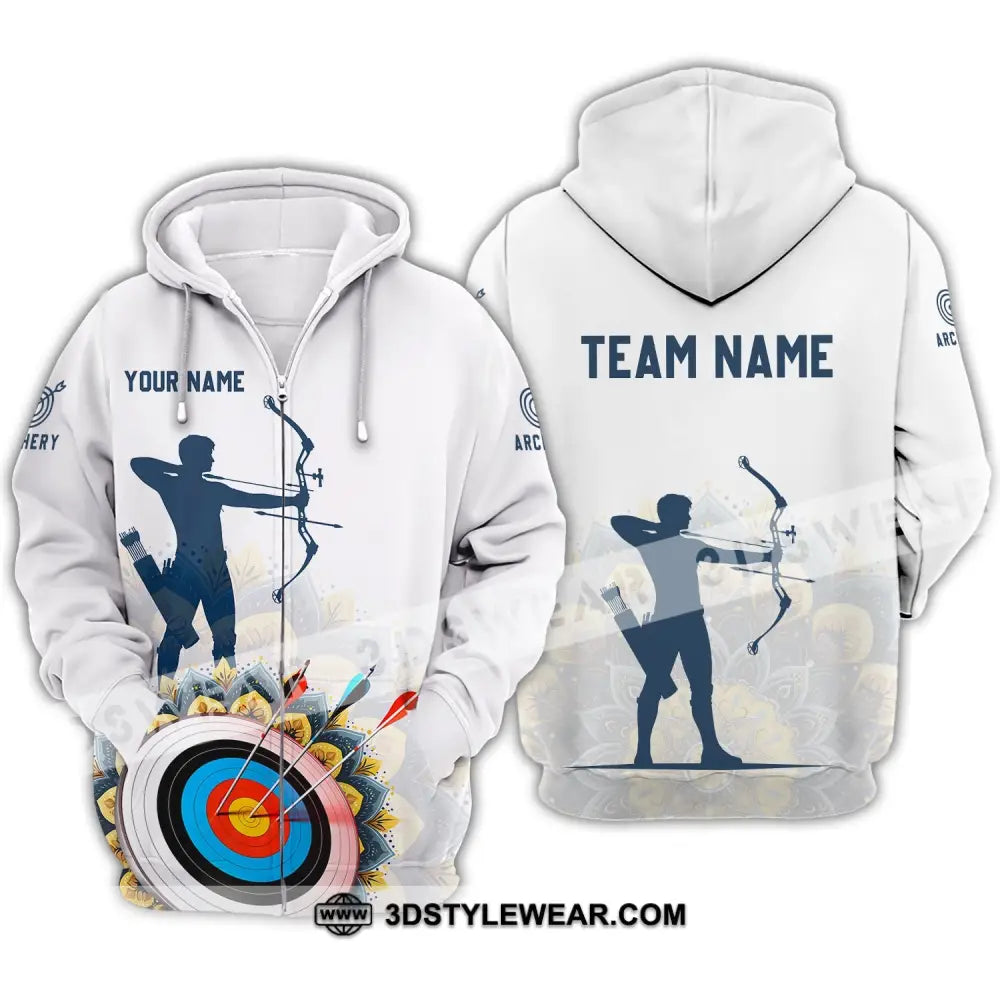 Unisex Shirt - Custom Name And Team Archery Lover Zipper Hoodie / S T-Shirt