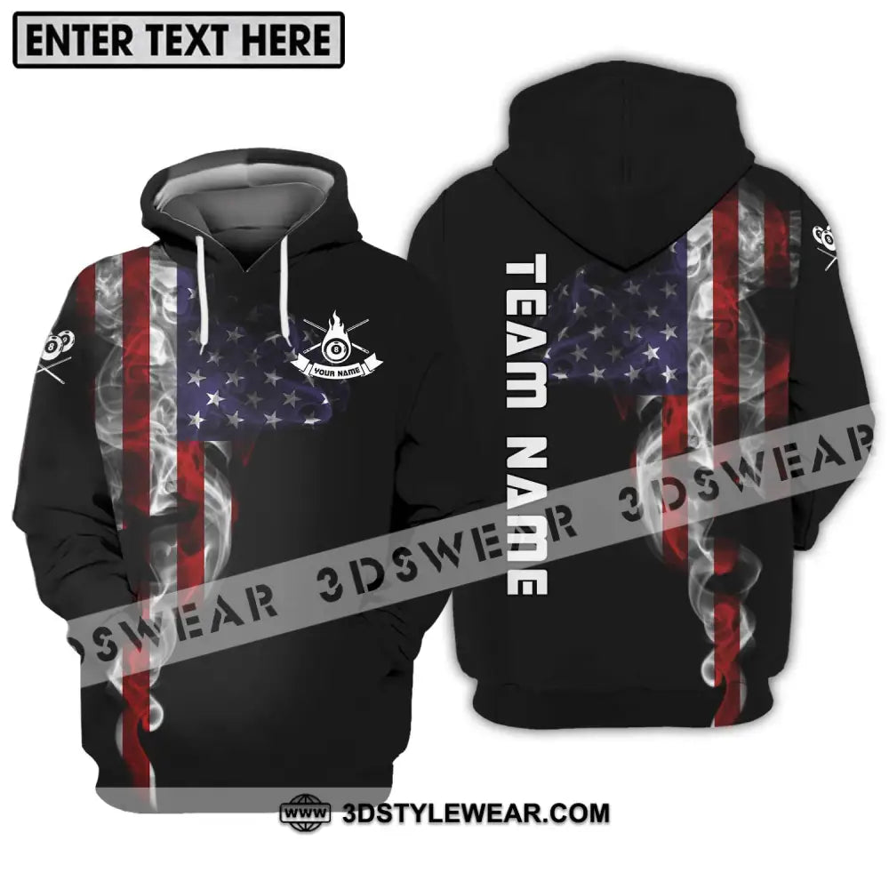 Unisex Shirt - Custom Name And Team Billiard America Flag Hoodie / S T-Shirt