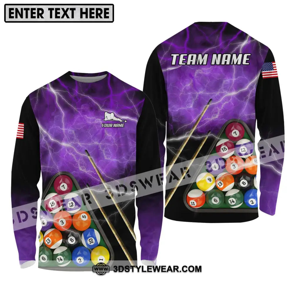 Unisex Shirt - Custom Name And Team Billiard America Long Sleeve / S T-Shirt