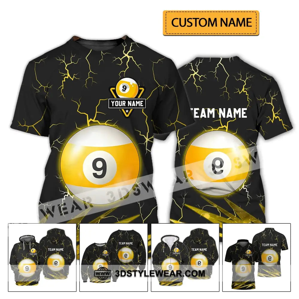 Unisex Shirt - Custom Name And Team Billiard Ball Number 9 T-Shirt