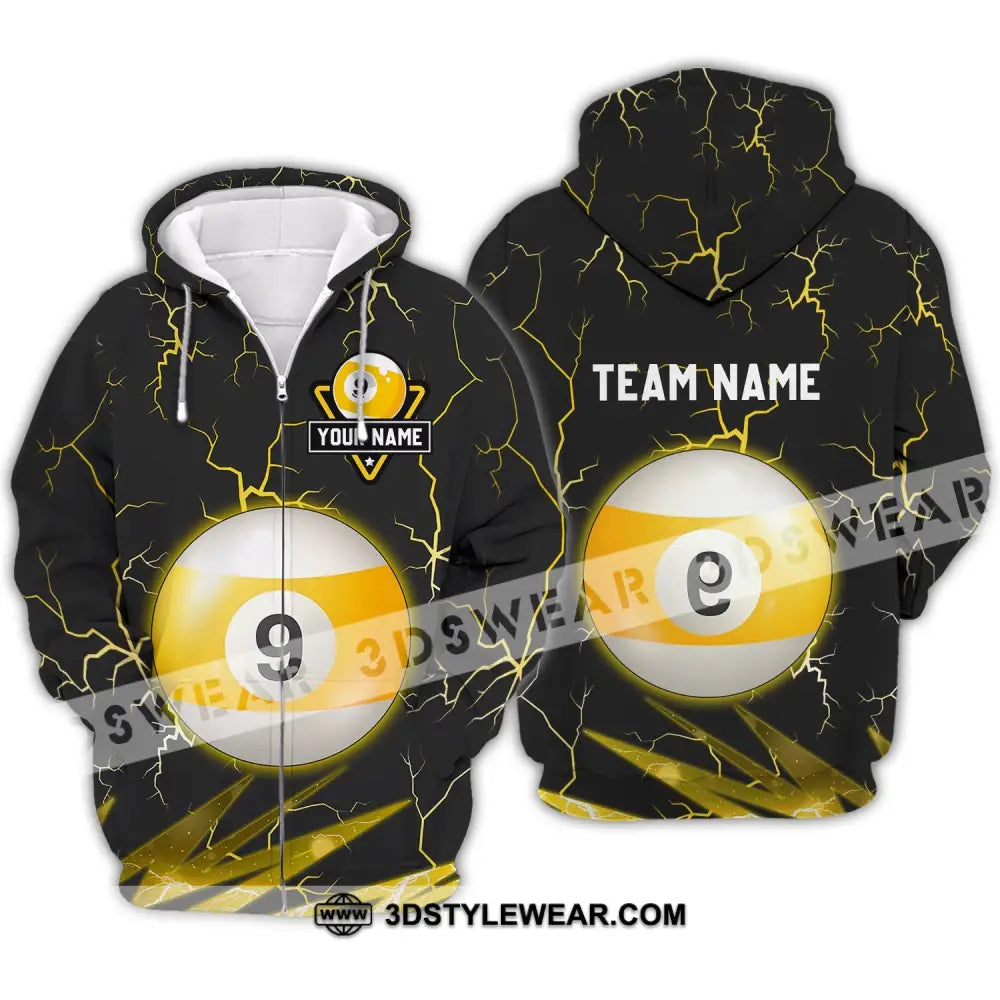 Unisex Shirt - Custom Name And Team Billiard Ball Number 9 Zipper Hoodie / S T-Shirt