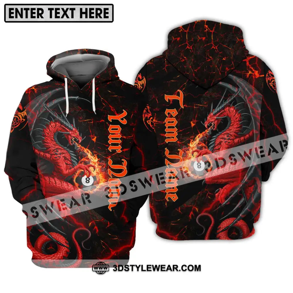 Unisex Shirt - Custom Name And Team Billiard Fire Dragon Hoodie / S T-Shirt