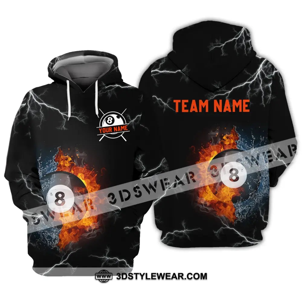 Unisex Shirt - Custom Name And Team Billiard Fire Water Hoodie / S T-Shirt