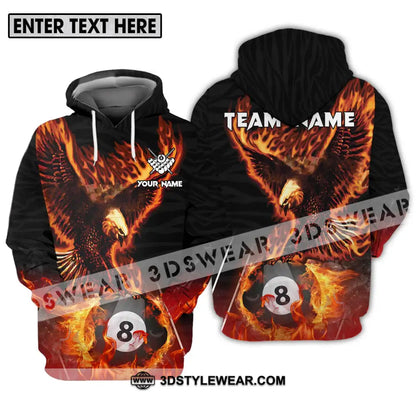 Unisex Shirt - Custom Name And Team Billiards Fire Eagle Hoodie / S T-Shirt