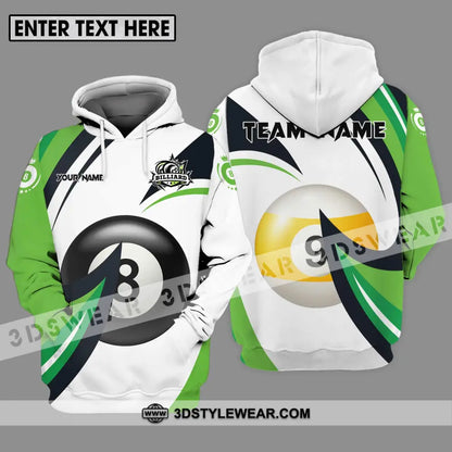 Unisex Shirt - Custom Name And Team Billiards Green Wave Hoodie / S T-Shirt