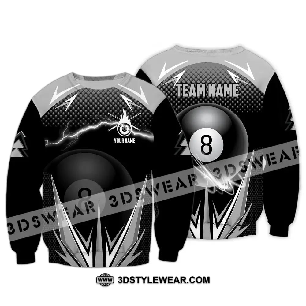 Unisex Shirt - Custom Name And Team Billiards No.8 Long Sleeve / S T-Shirt