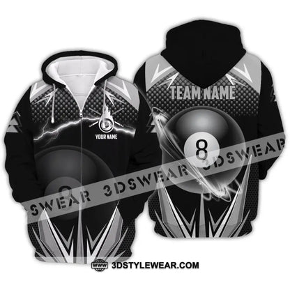 Unisex Shirt - Custom Name And Team Billiards No.8 Zipper Hoodie / S T-Shirt