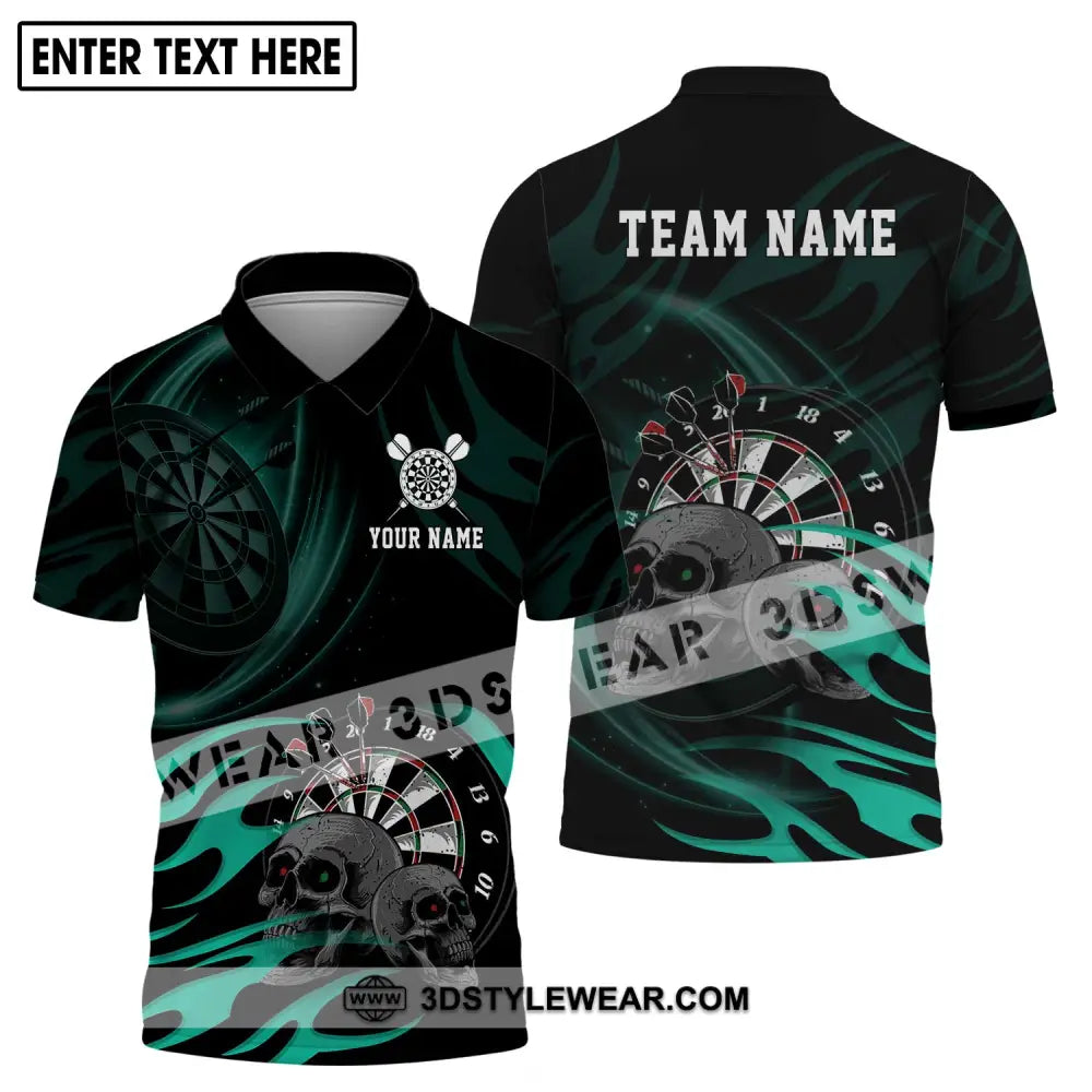 Unisex Shirt - Custom Name And Team Black Green Color Darts Lover Polo / S T-Shirt