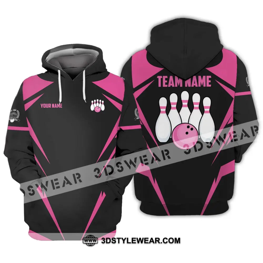 Unisex Shirt - Custom Name And Team Black Pink Bowling Hoodie / S T-Shirt