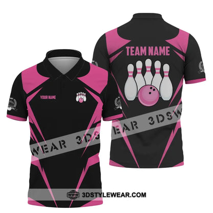 Unisex Shirt - Custom Name And Team Black Pink Bowling Polo / S T-Shirt