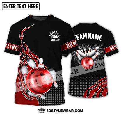 Unisex Shirt - Custom Name And Team Black Red Bowling Lover T-Shirt / S T-Shirt