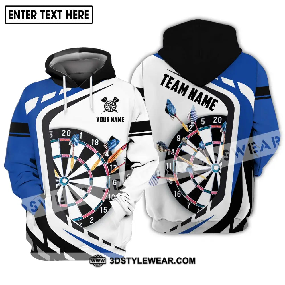 Unisex Shirt - Custom Name And Team Black White Blue Color Darts Lover Hoodie / S T-Shirt