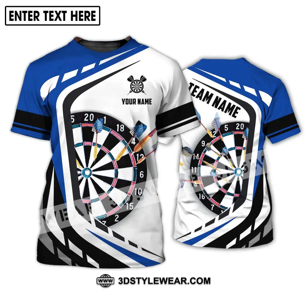 Unisex Shirt - Custom Name And Team Black White Blue Color Darts Lover T-Shirt / S T-Shirt