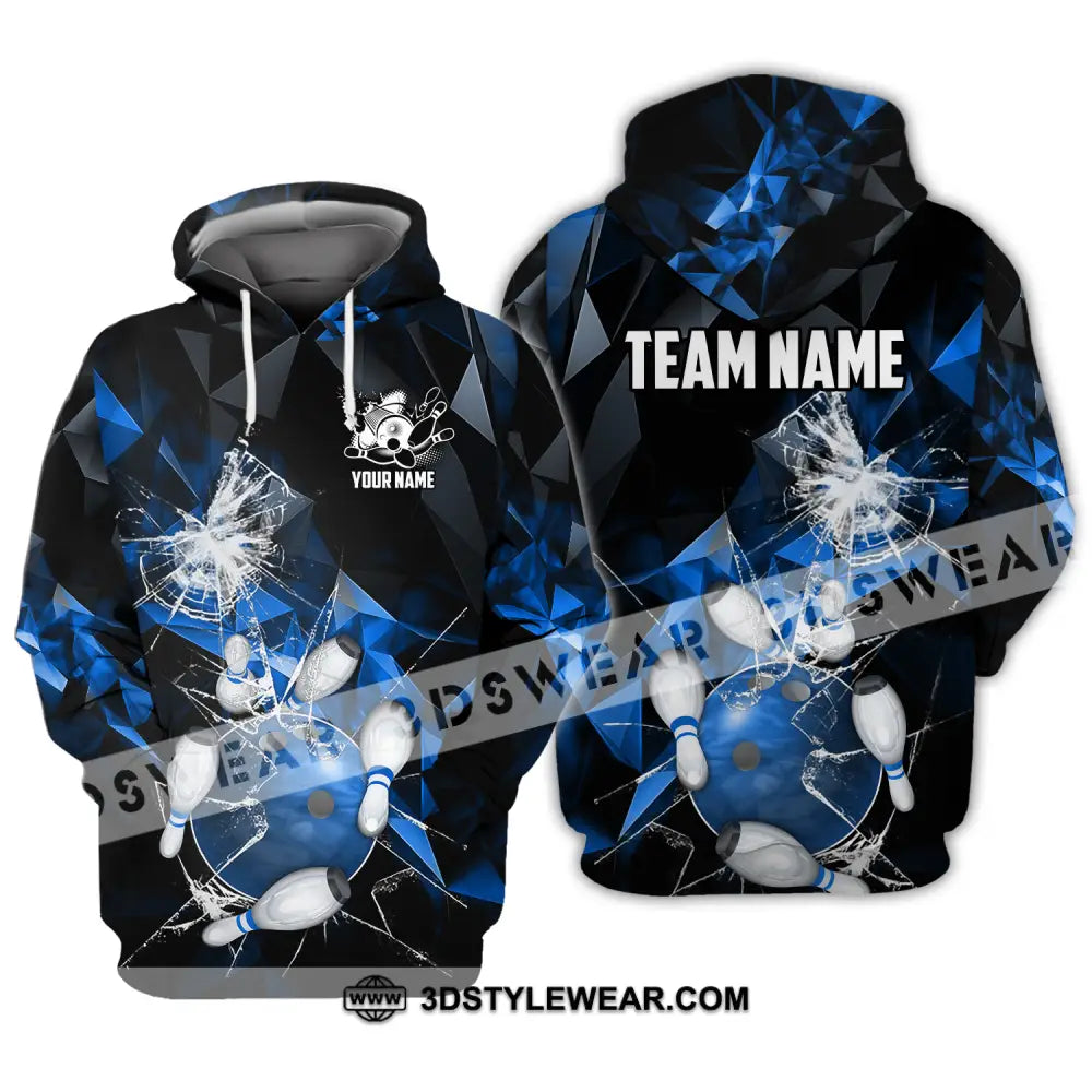 Unisex Shirt - Custom Name And Team Blue Glasses Bowling Hoodie / S T-Shirt