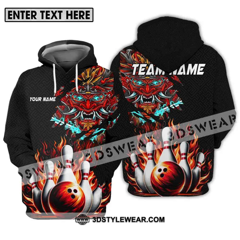 Unisex Shirt - Custom Name And Team Bowling Fire Dragon Head Hoodie / S T-Shirt