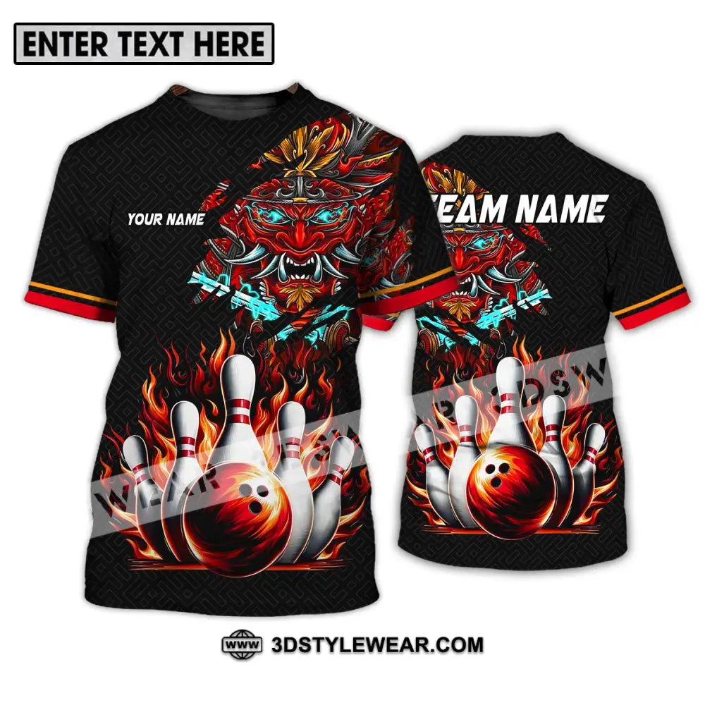 Unisex Shirt - Custom Name And Team Bowling Fire Dragon Head T-Shirt / S T-Shirt