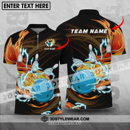 Unisex Shirt - Custom Name And Team Bowling Fire Water T-Shirt