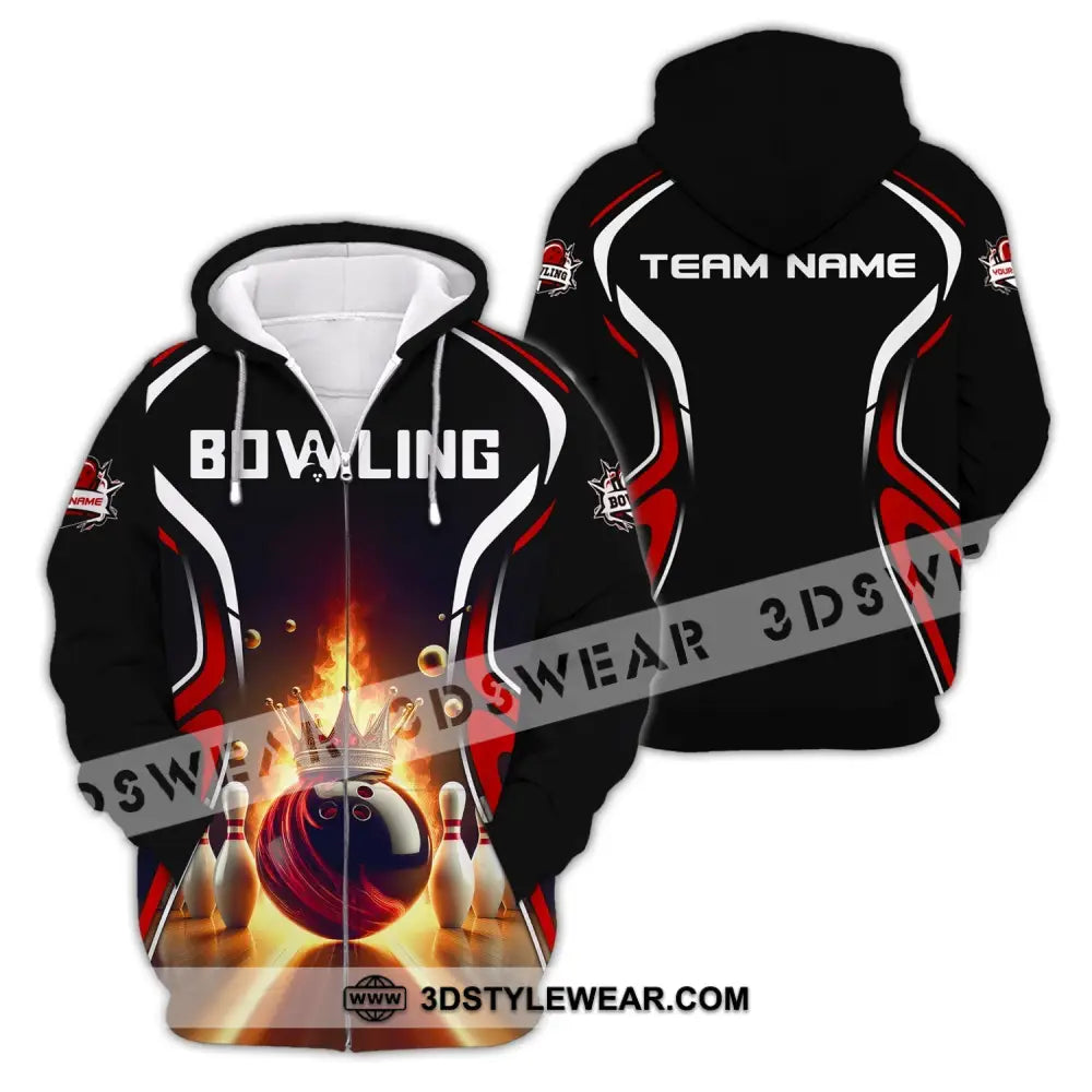 Unisex Shirt Custom Name And Team Bowling For Clubs Zipper Hoodie / S T-Shirt