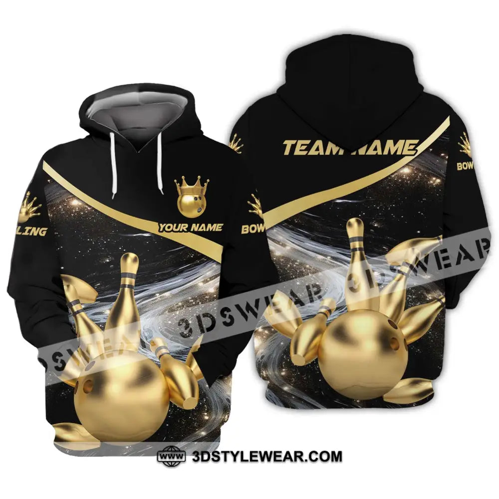 Unisex Shirt - Custom Name And Team Bowling Gold Pins Ball Hoodie / S T-Shirt