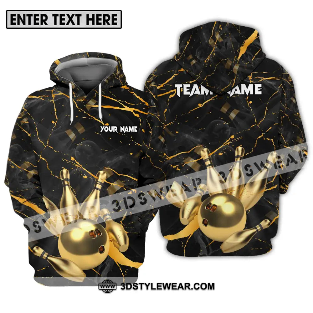 Unisex Shirt - Custom Name And Team Bowling Golden Pins Ball Hoodie / S T-Shirt