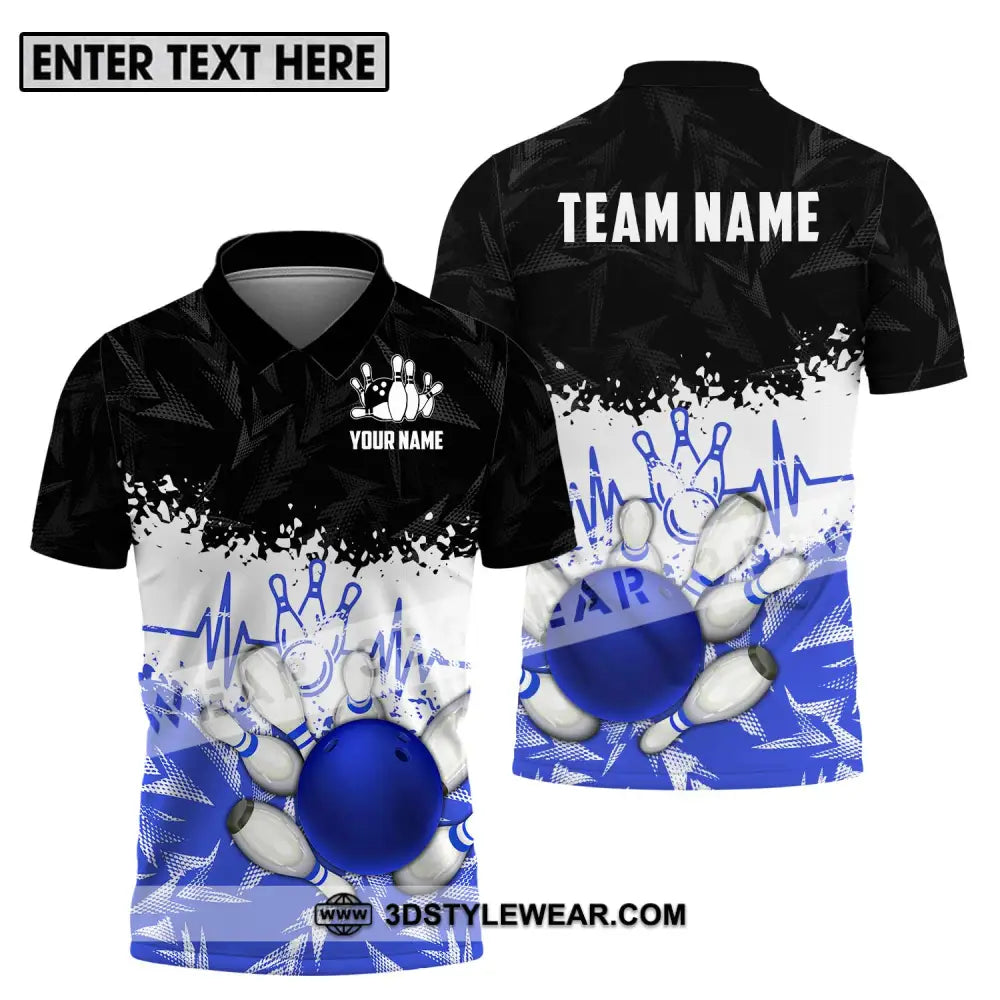 Unisex Shirt - Custom Name And Team Bowling Heartbeat Polo / S T-Shirt