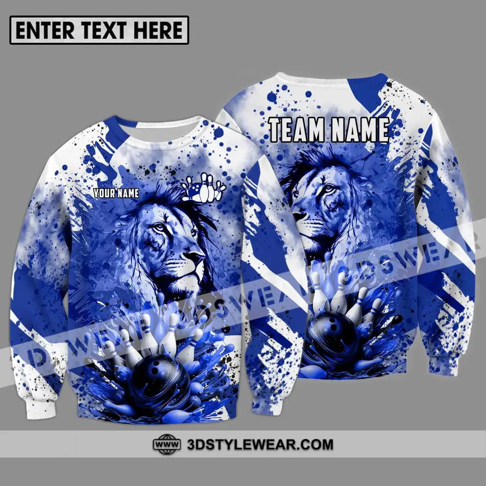 Unisex Shirt - Custom Name And Team Bowling Ice Lion Long Sleeve / S T-Shirt