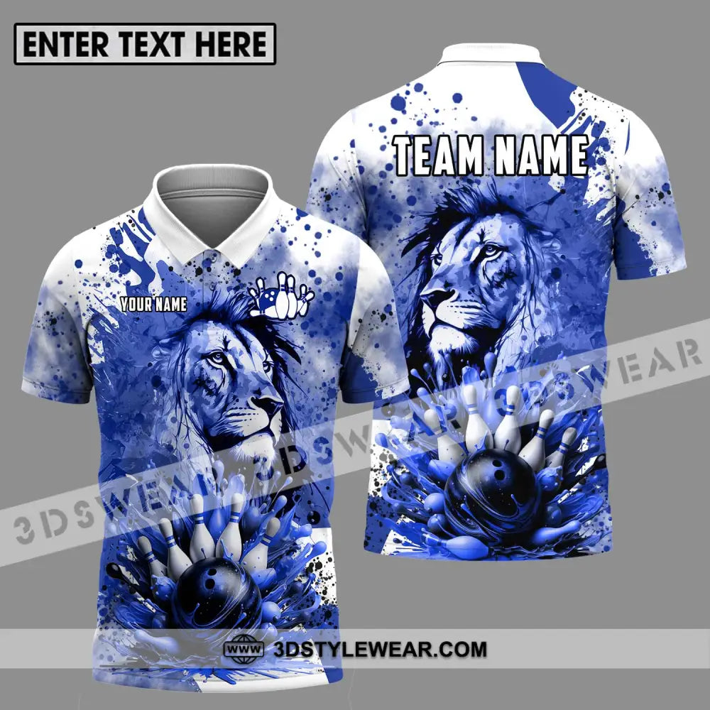 Unisex Shirt - Custom Name And Team Bowling Ice Lion Polo / S T-Shirt