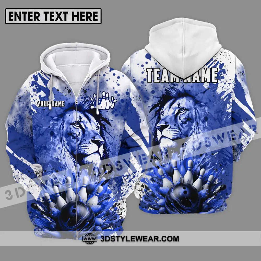 Unisex Shirt - Custom Name And Team Bowling Ice Lion Zipper Hoodie / S T-Shirt