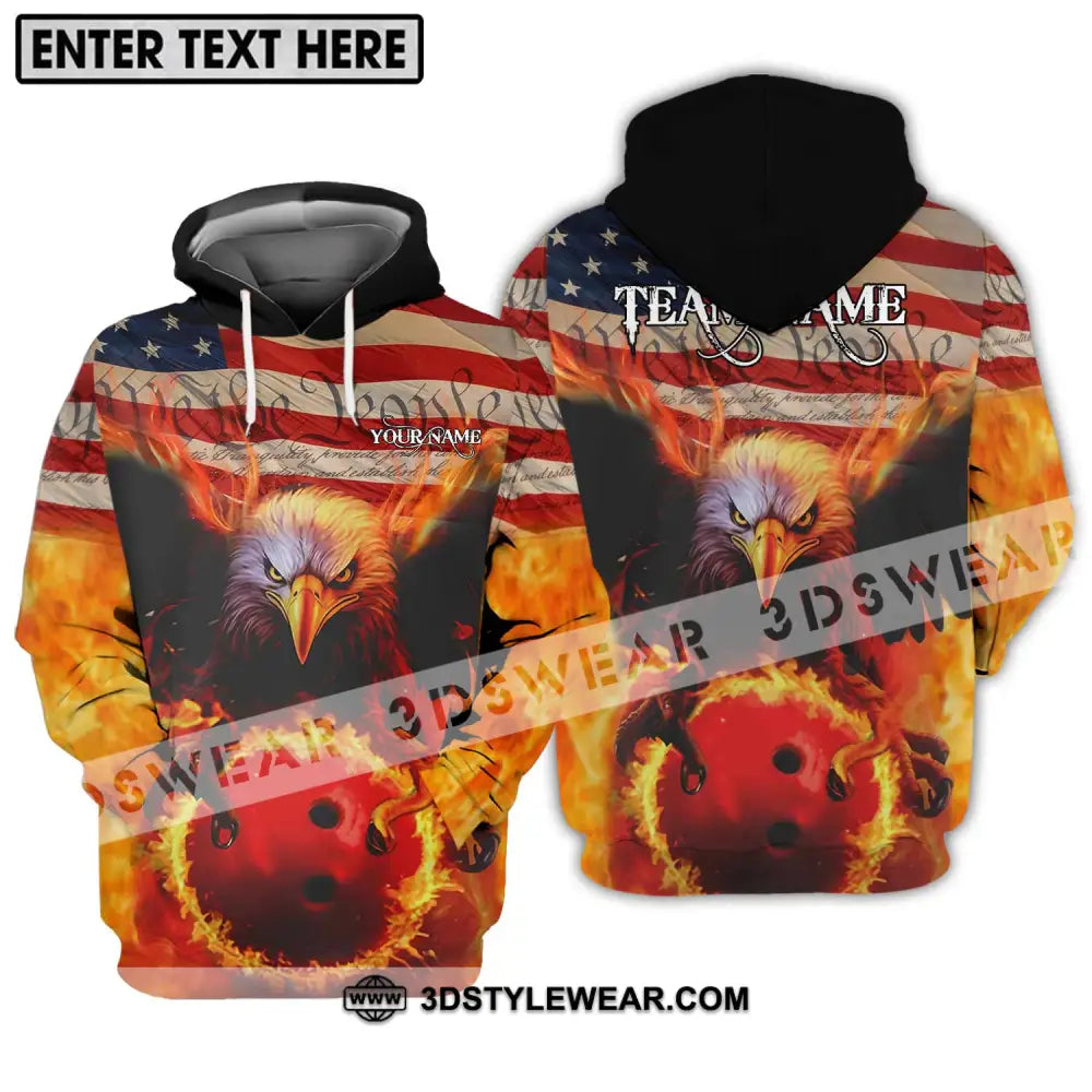 Unisex Shirt - Custom Name And Team Bowling Lover American Eagle Hoodie / S T-Shirt